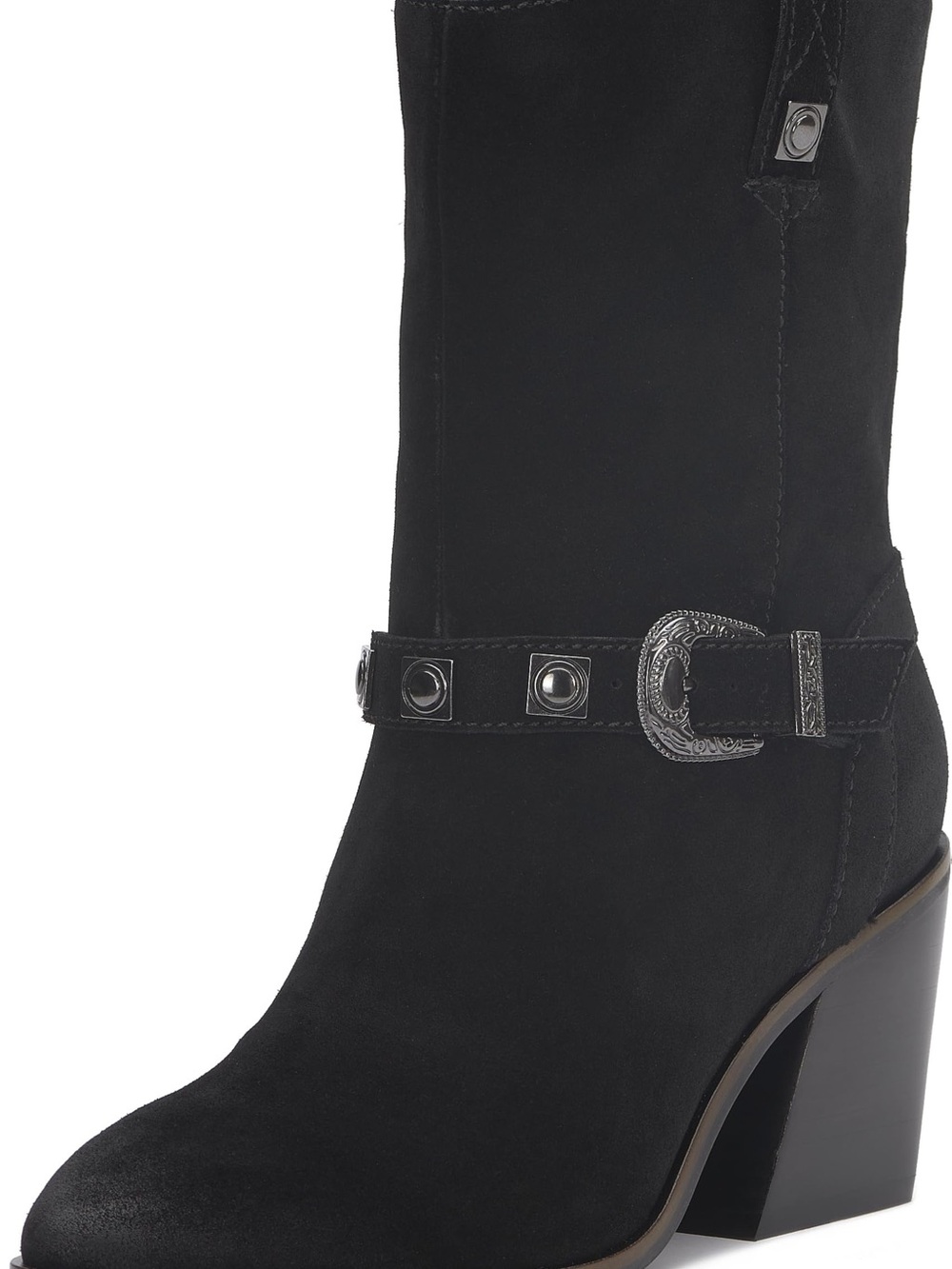 Lucky Brand Sogn Black Suede Western Moto Boots